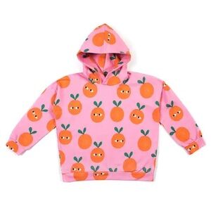Don't Grow Up Organic Cotton Kids Hoodie Oranges on Pink Face Print Poland
